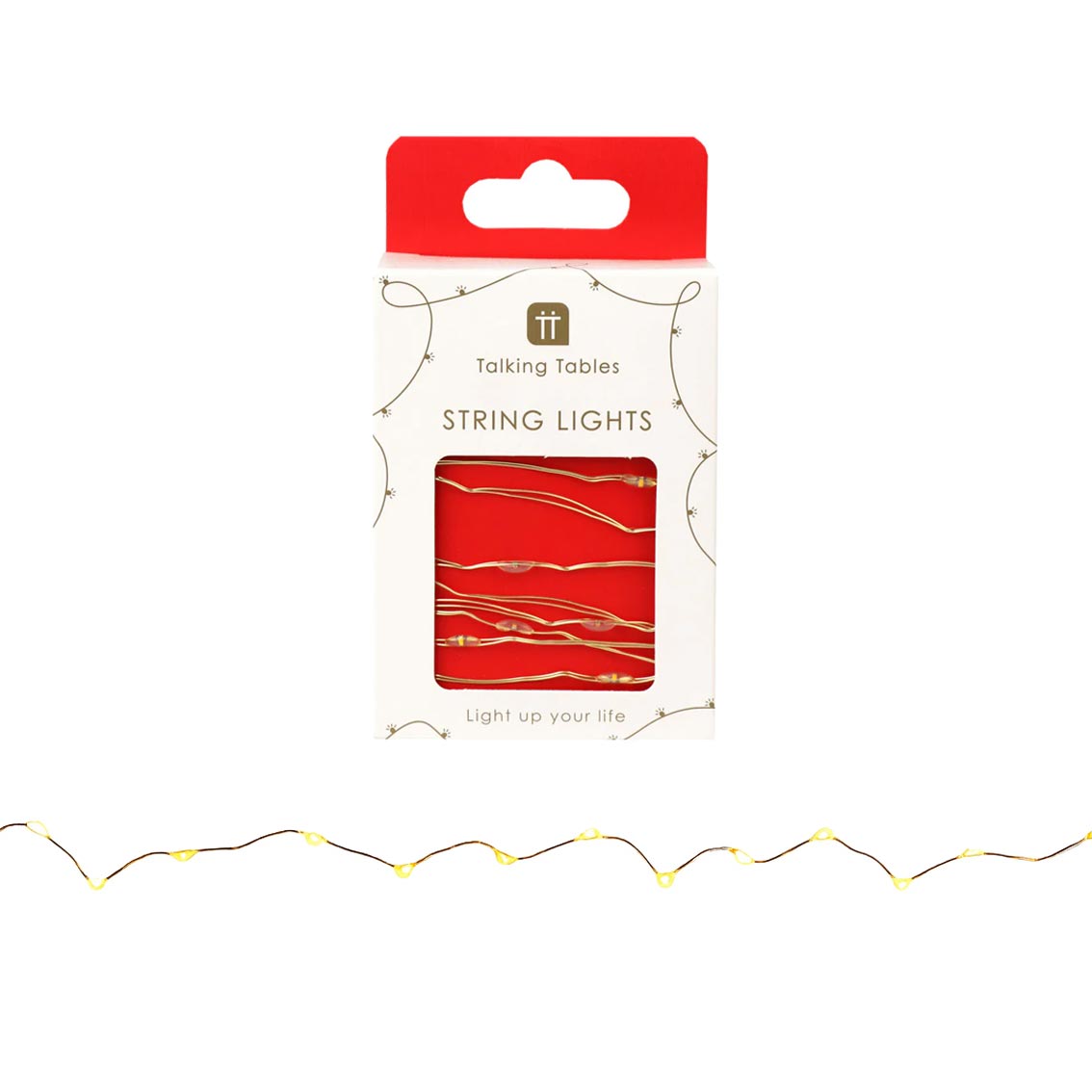 Gold LED String Lights - 3m - Red - Display