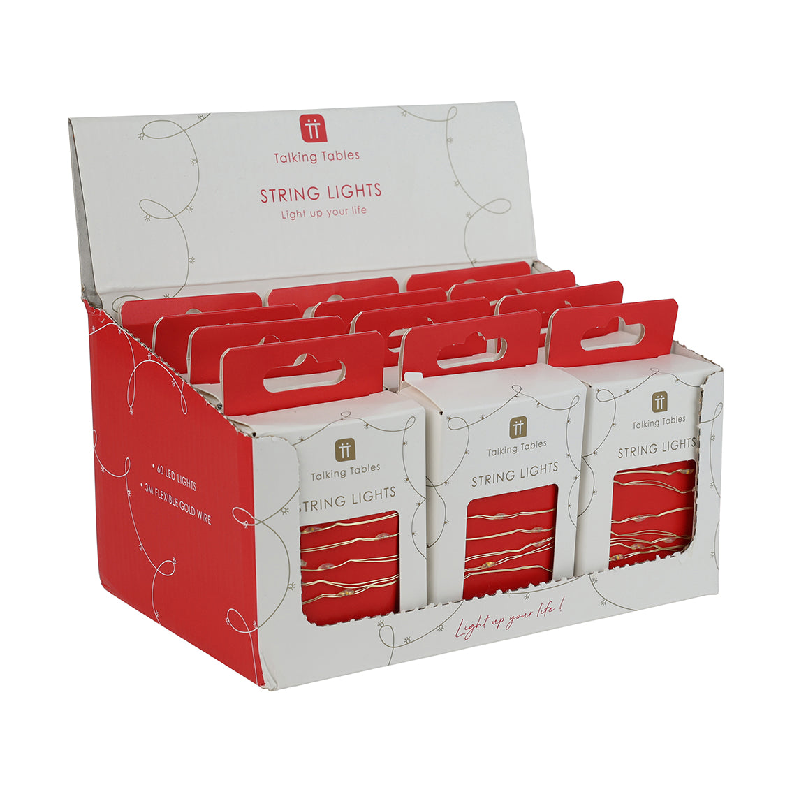 Gold LED String Lights - 3m - Red - Display