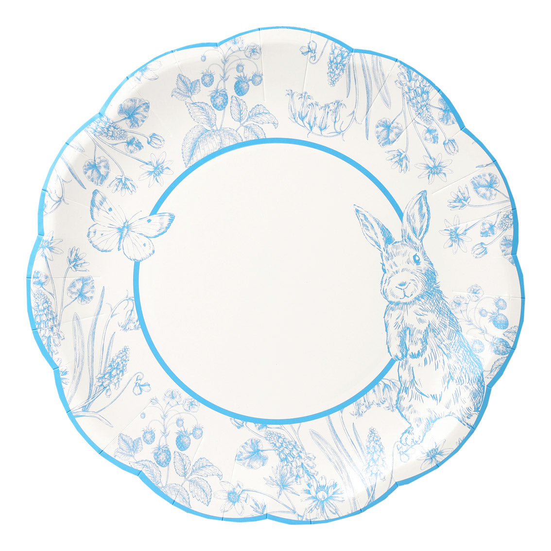 Blue & White Scalloped Spring Bunny Paper Plates - 10 Pack | Easter |