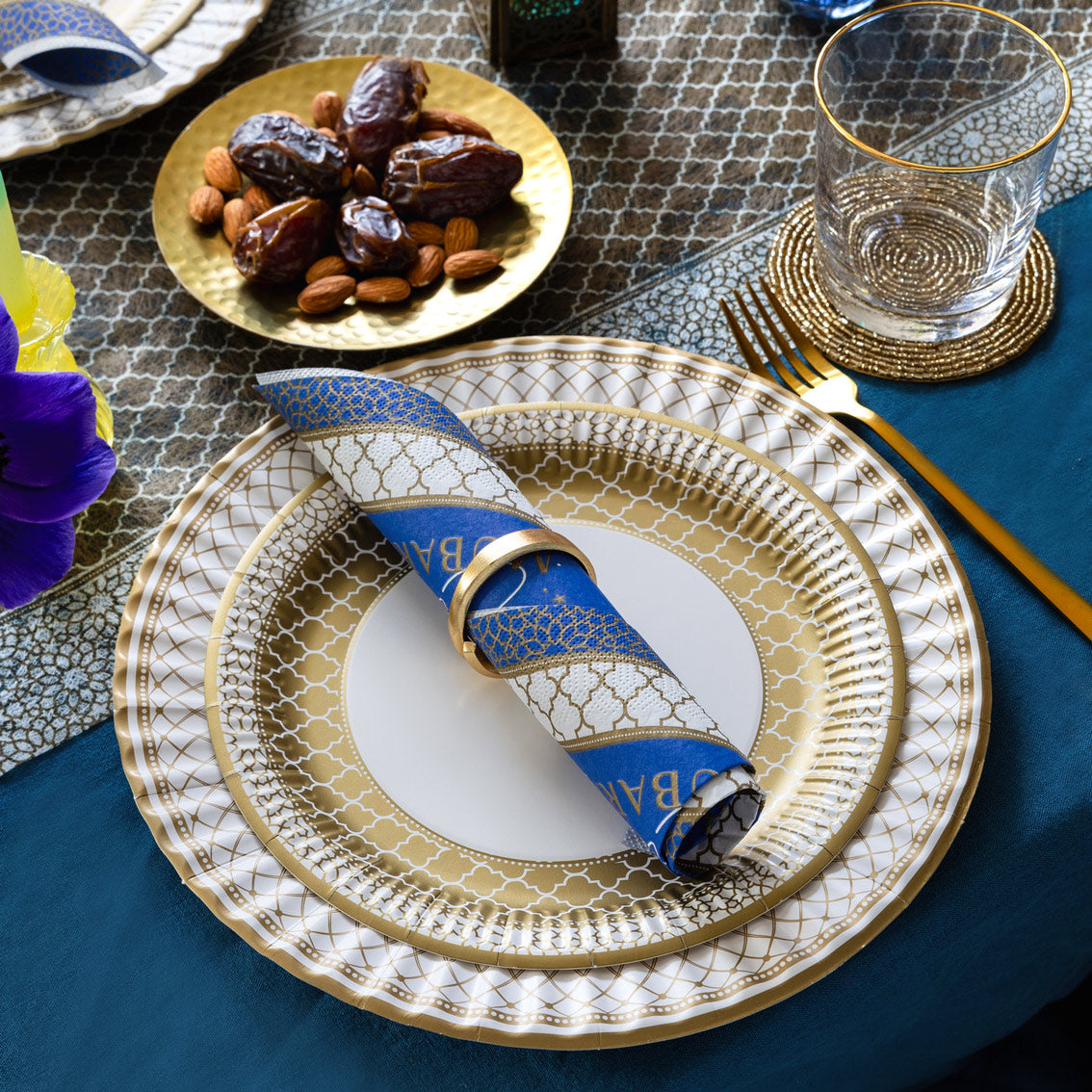 Gold & White Fabric Table Runner - 2m | Party Supplies |