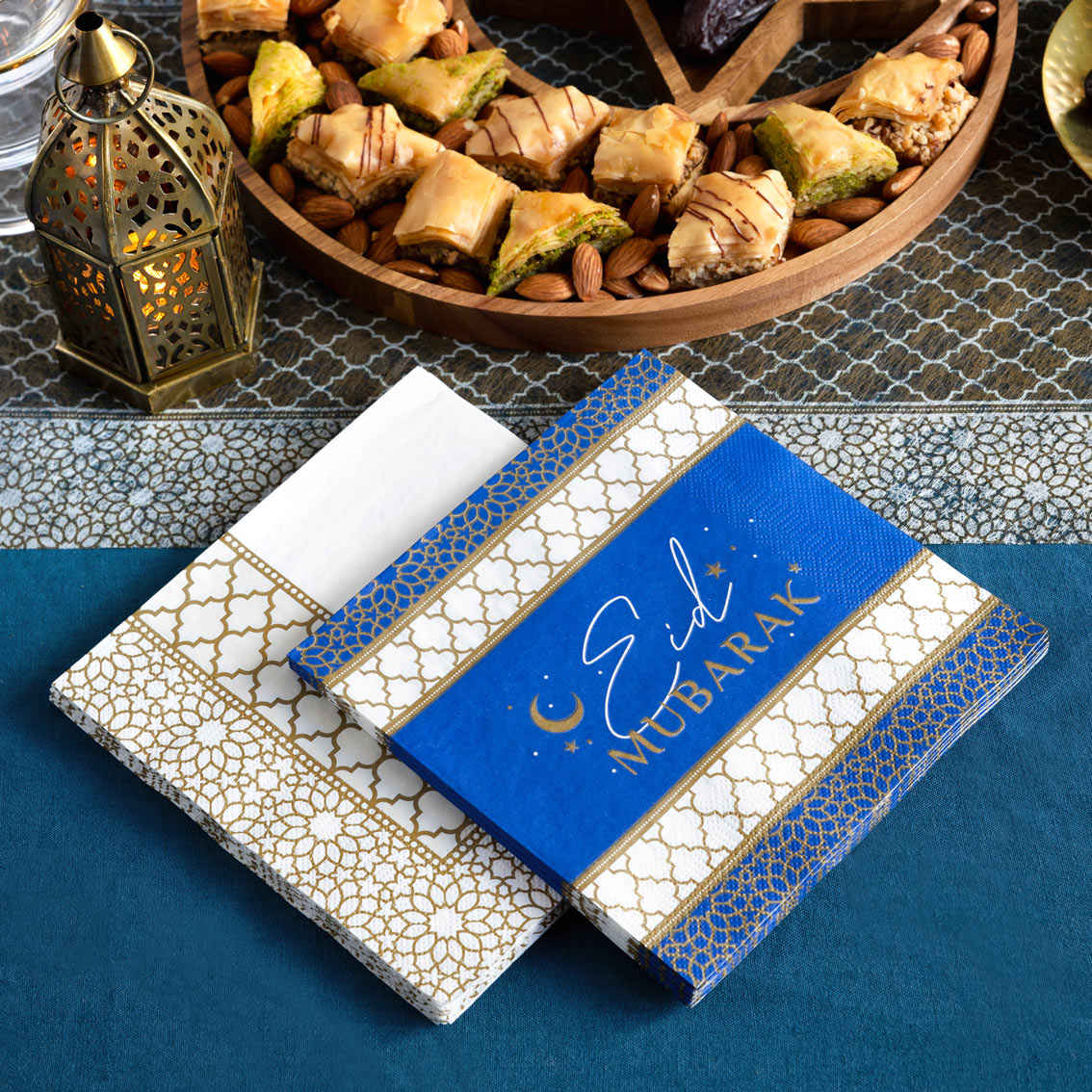 Gold & White Fabric Table Runner - 2m | Party Supplies |