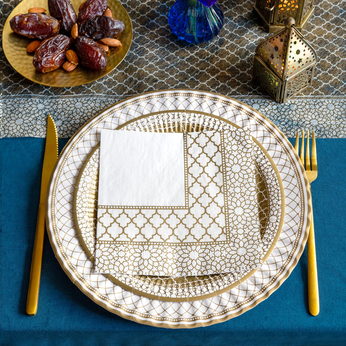 Gold & White Paper Napkins - 20 Pack | Party Napkins |
