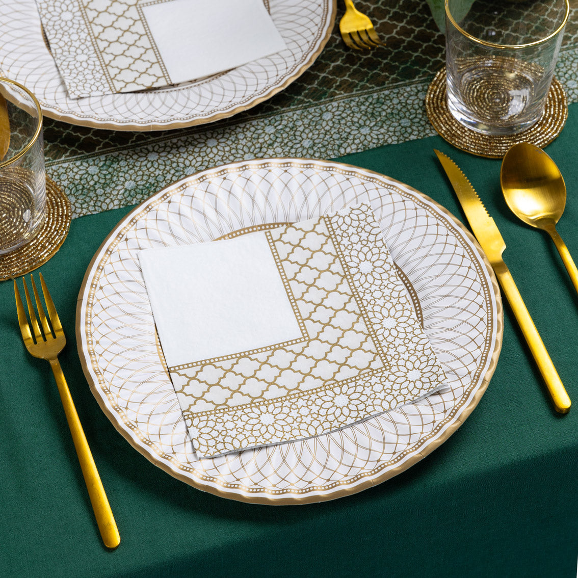 Gold & White Paper Napkins - 20 Pack | Party Napkins |