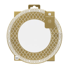 Gold & White Paper Plates - 10 Pack | Party Napkins |