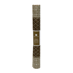 Gold & White Fabric Table Runner - 2m | Party Supplies |