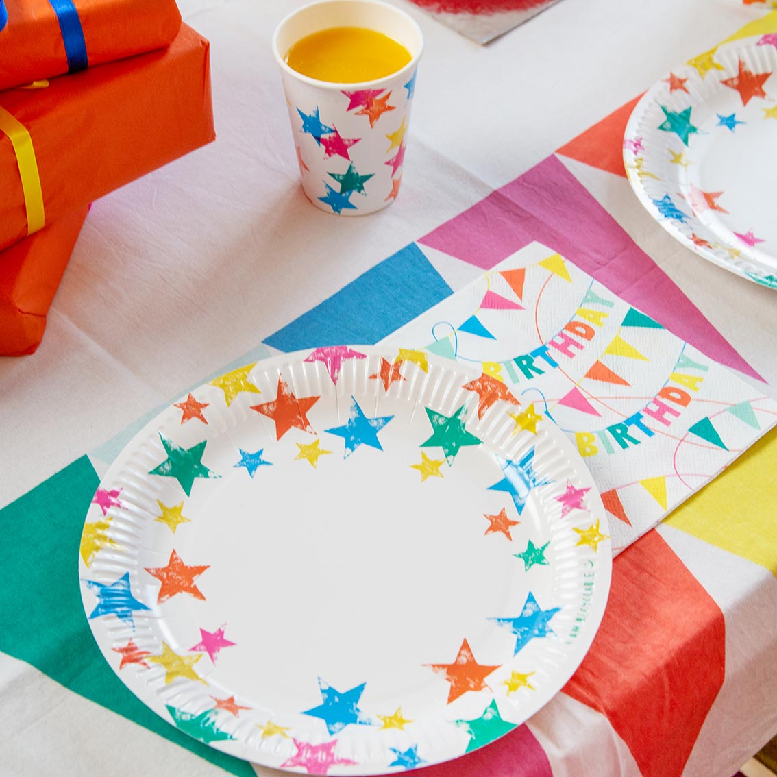 Birthday Brights Rainbow Star Plates - 12 Pack | Kids Birthday Party |