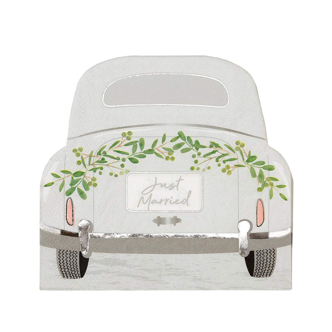 'Just Married' Wedding Car Shaped Paper Napkins - 20 Pack | Wedding Decor |