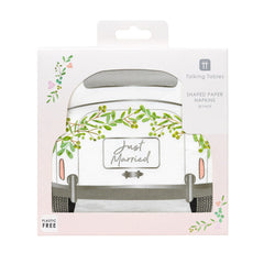 'Just Married' Wedding Car Shaped Paper Napkins - 20 Pack | Wedding Decor |